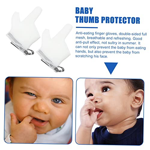 Kisangel 1 Par De Luvas Anti-Comer Luvas De Bebê Nylon Branco Infantil Parar De Chupar Luvas De Dedo