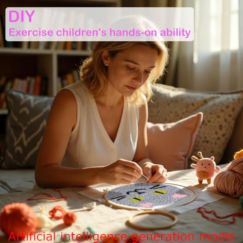 Image of 57lilina 6pcs Coaster Punch Needle Kit for Beginners & Adults, Animal Cat | Complete Step-by-Step Guide Make Punch Stitching Embroidery Art Drink Coasters, Easy DIY Hobby Craft Set for Women Starter