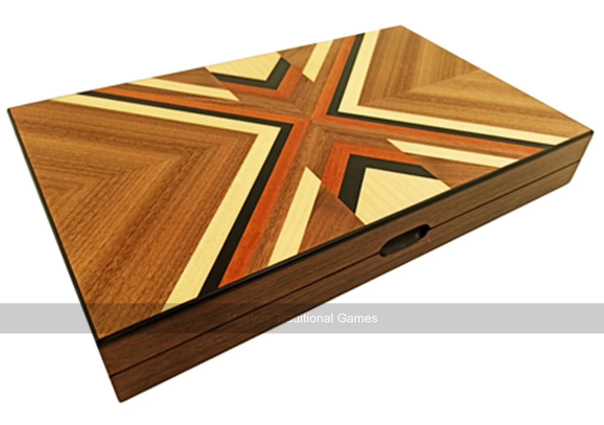 Deluxe Wooden Inlaid 15-inch Backgammon Set (Walnut and Maple)