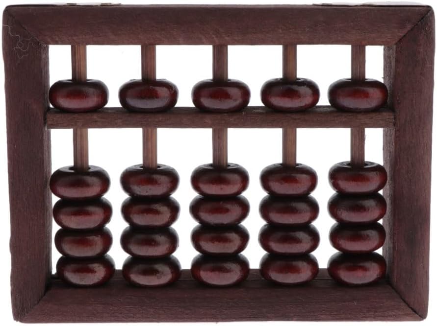 Wooden Abacus Calculator Vintage-Style 5 Digit Rods Counting Tool