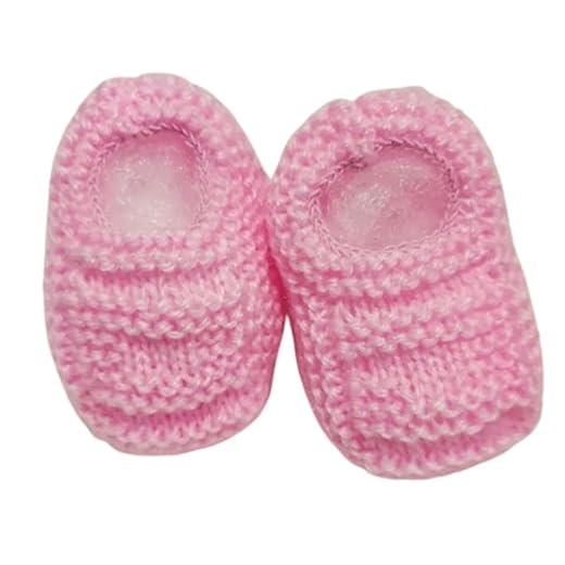 Sapatinho de Bebê de Tricô Rosa - 0 a 3 meses