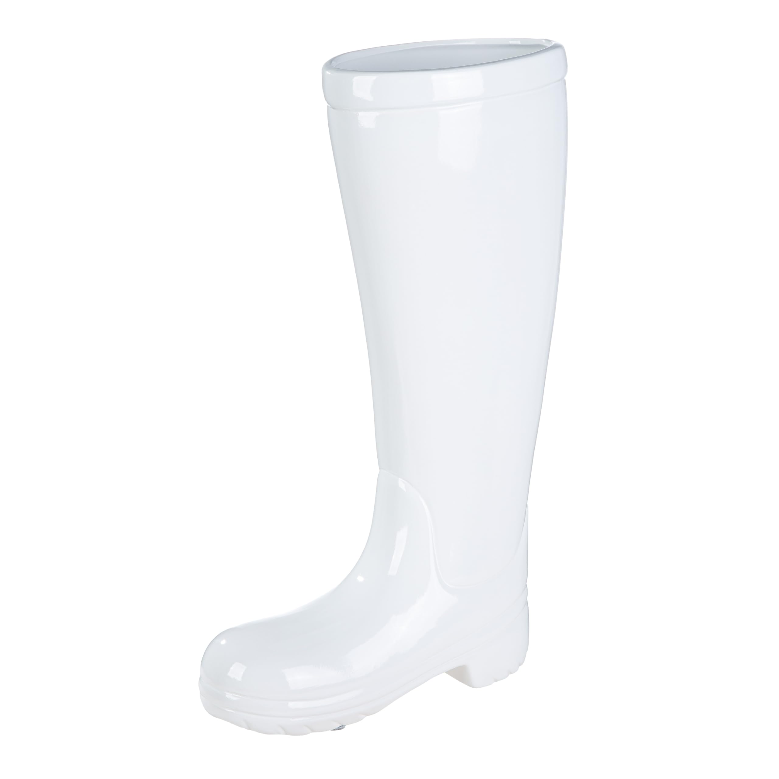Casablanca - Portaombrelli in ceramica con vaschetta raccogli-acqua, colore: bianco, altezza 45 cm