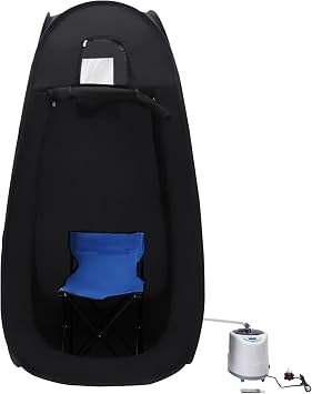 Portable Sauna -Home Sauna1000W 2L Steamer, with1-99 Min Timer Remote Control and Chair- 9 Gears Temperature Gears, Detox & Stress Relief - Steam Sauna Compact
