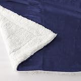 Good Nite Kuscheldecke 130x150cm Marineblau Fleecedecke Wohndecke Decke Sherpa Sofaüberwurf Couchdecke Warm Winter Weich (Marineblau, 130x150cm)