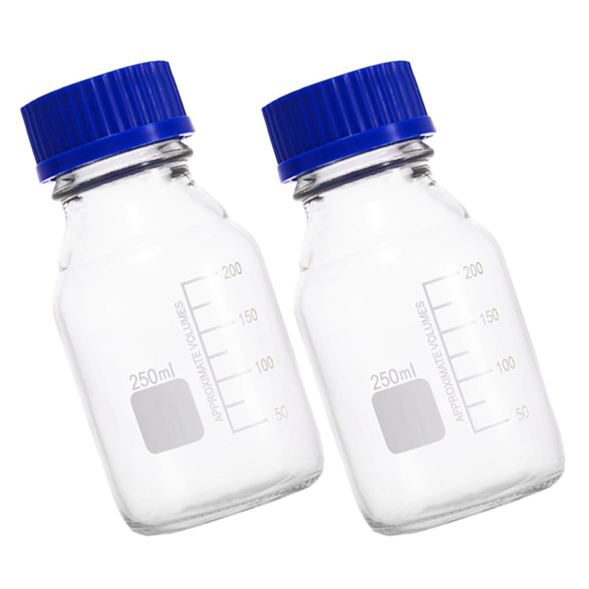 Operitacx Bottiglie di Reagente in Vetro Graduato da 250ml Tappo a Vite, 2 Pezzi, per Campionamento e Miscelazione in Laboratori e Industria