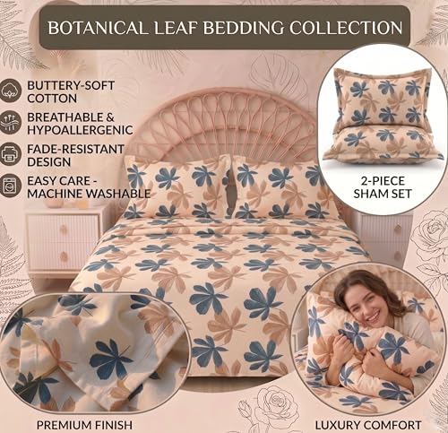 Image of HOMEKART Floral Printed King Size Cotton Bedsheet with 2 Pillow Covers | Luxury Double Bed Bedding Set 86x88 Inches | Ultra Soft, Breathable & Wrinkle Resistant & Home Decor (Desert Beige Floral)
