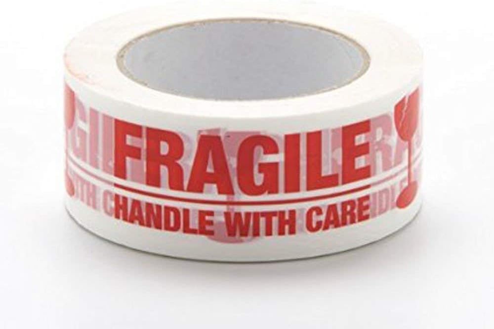 Wonder "Fragile Handle With Care" Printed Shipping Packing Tape 2 Inch/48mm X 65 Metres, Multicolor