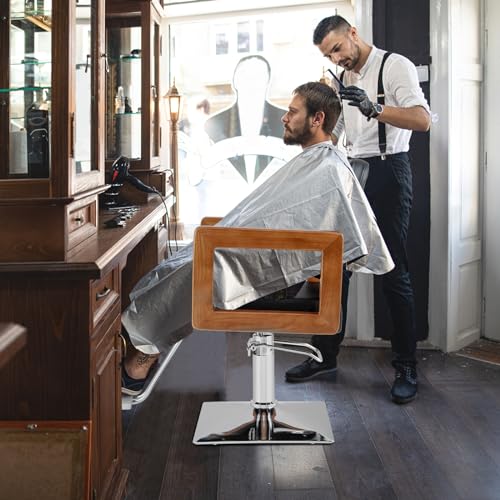 COSTWAY Krzesło fryzjerskie z regulacją wysokości, fotel fryzjerski, obciążenie do 150 kg, krzesło do salonu z obrotem o 360°, pompa hydrauliczna, fotel fryzjerski spa z drewnianymi podłokietnikami