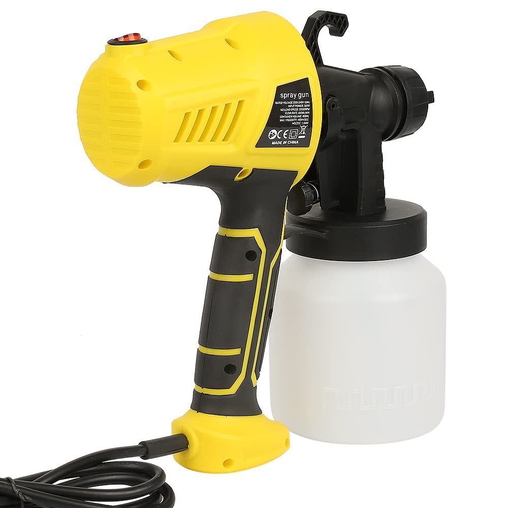 Pistola a spruzzo elettrica, spruzzatore elettrico, pistola a spruzzo elettrica, portata regolabile, 3 modelli di spruzzo (standard europeo), 400 W, giallo