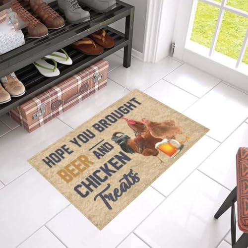 ���փ}�b�g �Ƒ��̂��߂Ƀr�[���ƃ`�L���̂���������Ă��Ă��ꂽ��������ł� 50×80cm doormat Hope You Brought Beer And Chicken Treats Best For Family