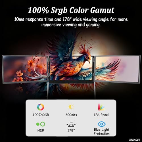Image of Laptop Screen Extender, 15.6 inch 1080P FHD IPS Triple Portable Monitor 16:9, Play Extended Monitor