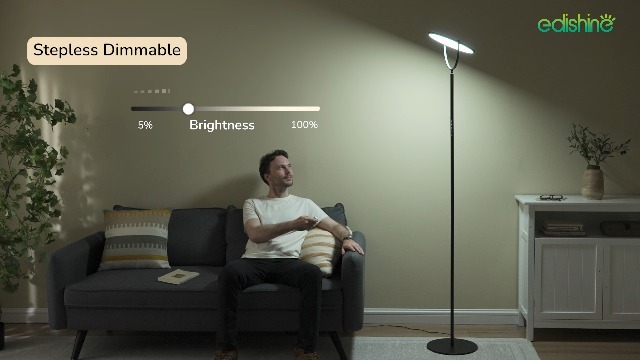 Lampada Da Terra LED EDISHINE - 2500LM, Dimmerabile, Telecomando, Altezza Regolabile, Per Casa E Ufficio - Foto 9