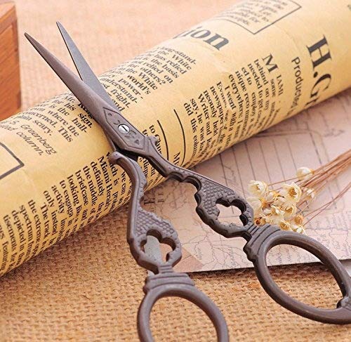 Fengh creativo estilo vintage bordado Tijeras para DIY artesanía coser (bronce)