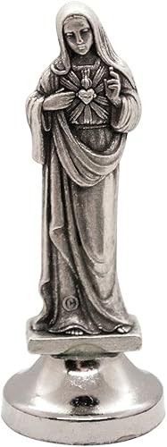 Miniatura 3 de Mini estatua de santo  Figuras clásicas cristianas y católicas  Metal plateado  Parte inferior adhesiva - Se fija fácilmente al tablero del