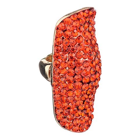 NYFASHION101 Women's Stone Studded Curved Boho Fashion Stretch Ring, Orange Cover