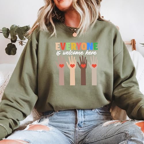Idaho Teacher Sweatshirt Everyone is Welcome here, Inclusion and Equality Sweatshirt, Protest and Resist, Idaho Teacher, Everyone is Welcome here, Positive Message Apparel3