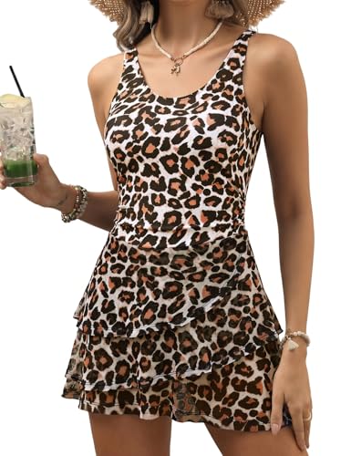Image of CiCiBird Women One Piece Tummy Control Swimsuit Modest Swim Dress Bathing Suit Skirt Swimwear