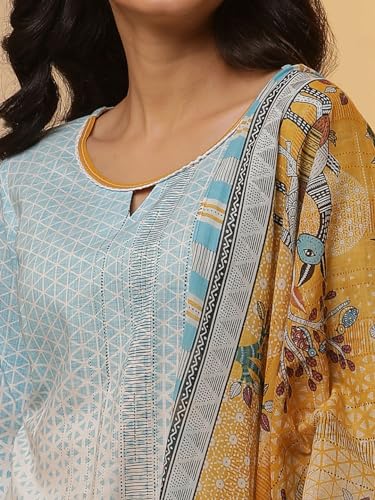 Image of Aurelia Women Straight Viscose Kurta Set with Palazzos & Dupatta