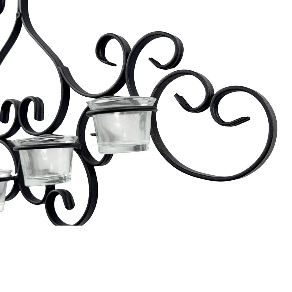 DanDiBo Wandteelichthalter Metall Schwarz Palace Wandkerzenhalter 63 cm Teelichthalter Wand Kerzenhalter Teelicht