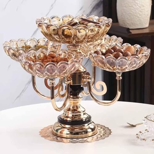 Corbeille à fruits rotative multicouche, plateau à fruits en verre cristal pour la maison, le salon, la décoration de table à thé