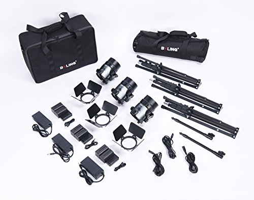 Boling Bl-50C/D Bi-Color Temperature 2500K~5800K Photography Continuous Lighting A Set Of 3 (Two Zoom Lens Led Light And One Fixed Focus) Led Light With Light Stand,Np-F750 Batteries #TOP5