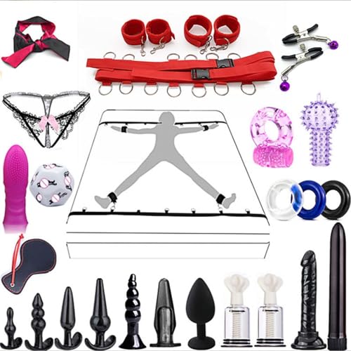 Kit de bondage BDSM rojo: accesorios de sadomasoquismo para parejas