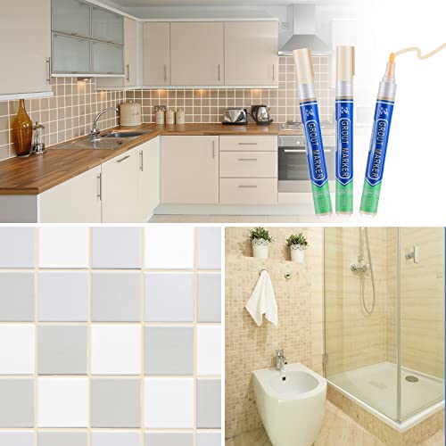 5 Stück Beige Fugenstift，Fugenmörtel Fliesen Stift Fugen Stift Wasserfest，fliesen Fugen Reparatur Mit Ersatzspitze，fugenstift Beige Wasserfest Fliesen Für Wiederherstellung Wand Boden Badezimmer