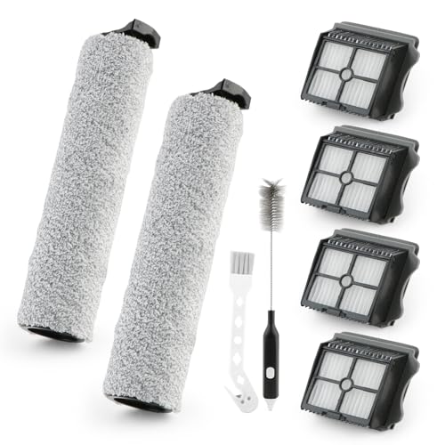 2 Rodillos de Cepillo 4 Filtros para Tineco iFloor 3/Floor One S3 Seco Húmedo Repuesto Aspiradora Juego de Accesorios Rodillos de Cepillo/Filtro HEPA/Cepillo de Cuello de Cisne