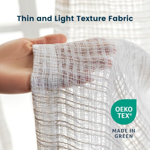 SLEEP ZONE White Linen Sheer Curtains 84 inches Long 2 Panels Set for Living Room/Bedroom, Linen Textured Sheer Voile Lightweight Filtering Curtains & Drapes with Gromment, 52" W × 84" L - image 5