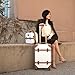 World Traveler Gatsby Vintage Style Hardside Carry-On Retro Train Case Spinner Luggage, Ivory, 2-Piece Set (Tote/20-Inch)
