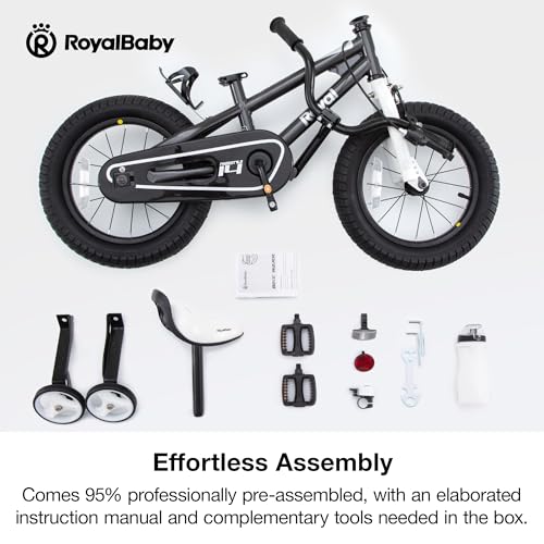 Image of RoyalBaby Bicycle for Kids Cycle for 3-5 Years Boys & Girls 12 inch | Training Wheels | Adjustable Seat | 1 Year Warranty | Black