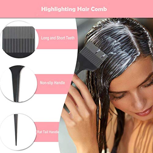 zalati Styling Hair Combs Styling Coloring Beauty Salon Weaving A Highlight Comb Cuts - Black - Image 3