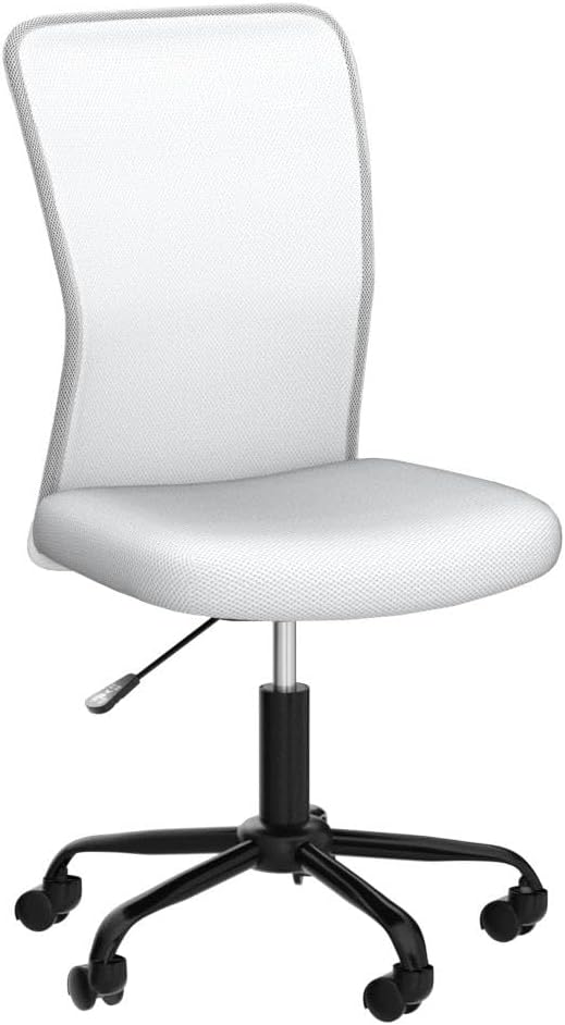 Office Chair Desk Chair Computer Chair with Lumbar Support Ergonomic Mid Back Mesh Adjustable Height Swivel Chair Armless Modern Task Executive Chair for Women Men Adult,White