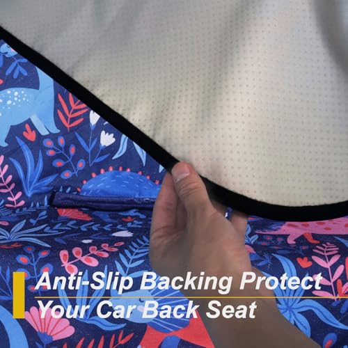 Image of Back Seat Cover for Car Trucks Van SUV Jeep,Waterproof Rear Bench Towel Seat Covers for Dogs and Kids,Automotive Backseat Protector (Dinosaur)