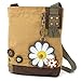 Chala Handbag Brown/Olive Canvas Patch Cross-body Messenger Bags with 2020 new coin purse (Brown_Daisy)