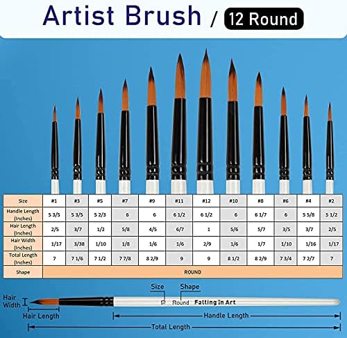 Paint Brushes, 12 Pieces Fashion Design Paint Brushes Nylon Hair Brush for Acrylic Painting Oil Painting Watercolor Painting Gouache Painting Face PaintingCrafts Rock & Face Painting