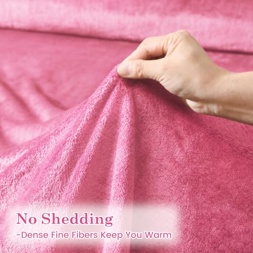 Image of Viviland Plush Microfleece King Bed Sheet Set, Hot Pink