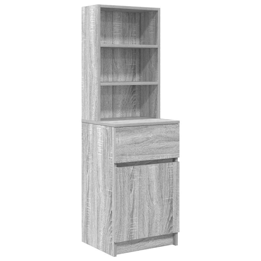 vidaXL Bedside Cabinet Grey Sonoma 39x35x125 cm Engineered Wood, bedside table, nightstand, bed table, bed side table, bed cabinet