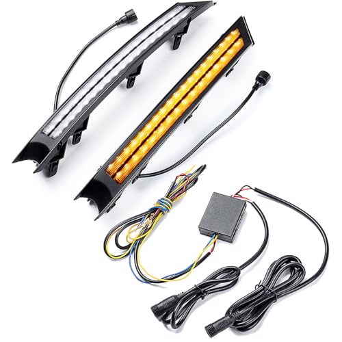 amopacorp 1 Pair Driver & Passenger White LED Daytime Running Lights with Sequential Amber Turn Signals for 2017-2021 Mazda CX-5 I Sport i s Grand Touring GS GX GT MA1038138C KB8A50C21E KB8A50C11E