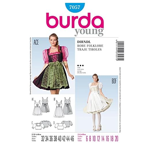 Burda Style Schnittmuster Dirndl mit Bluse