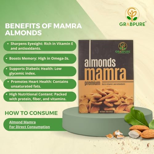 Image of GRABPURE Mamra Almonds /Mamra Badam Dry Fruits- 250 Grams (Pack of 2)