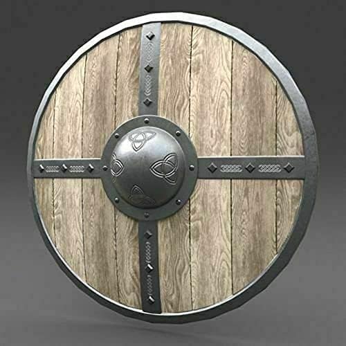 Tarcza Wikingów Brązowe Drewno Średniowieczna Replika Tarcza LARP Gotowa do walki Średniowieczna okrągła drewniana tarcza Tarcza autorstwa Antique House Craft, Jasne, BIG