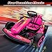 Leisrideon 24V Go Karts for Kids Ages 6-12, 400W Electric Go Kart with EVA Tires, Max Speed 8.1 MPH, High/Low Speed, Music, USB, Fast Drift Go-Kart Outdoor Ride on Toy for Boys Girls (Rose Red)
