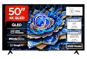 TCL 50T69C 50 Zoll QLED, Direct LED TV, 4K HDR TV, Smart Google TV (Dolby Vision & Atmos, Motion Clarity, Kompatibel mit Google Assistant & Alexa)