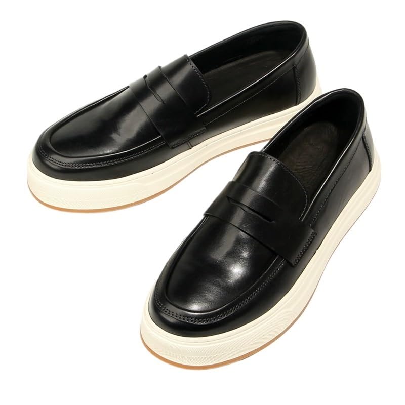 Men's Retro Casual Slip On Loafers Shoes Thick-Soled Comfortable Sneakers Shoes Round Toe Fashion Rubber Soft Sole Breathable Walking Driving Shoes(D,8)