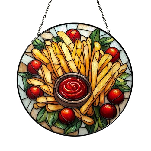 French Fries Stained Glass Suncatcher – Retro Kitchen Window Art