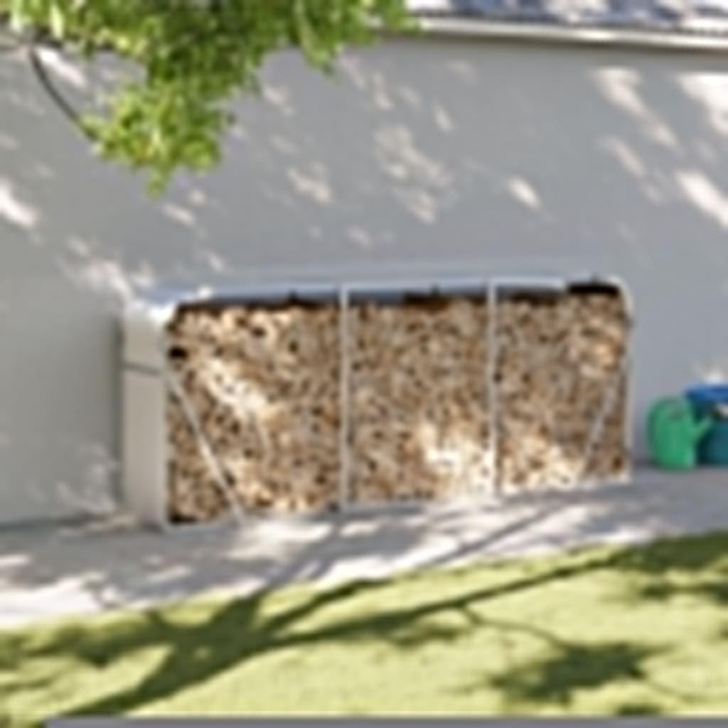 IKAYAA Estante de Leña Exterior 234 x 45 x 100 cm Estante de Acero para Leña Chimenea Plateado