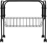 Novoto Clear View Bird Cage Stand with Wheels & Basket - Transparent Panels for Small Birds like Parakeets & Budgies (Black, 15.7x11x17")