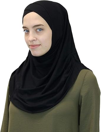 Modefa Turkish Islamic Practical Easy Simple Instant Ready Short One Piece Amira Hijab Scarf Black At Amazon Women S Clothing Store