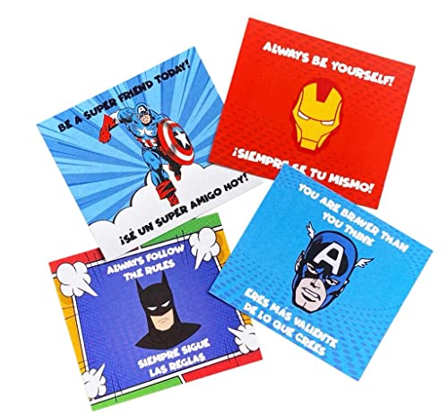 30 Motivational Lunch Cards In English & Spanish For Kid's Lunch Boxes By Rachcards, Includes 30 Matching Stickers (Superheroes & Videogames) #TOP7